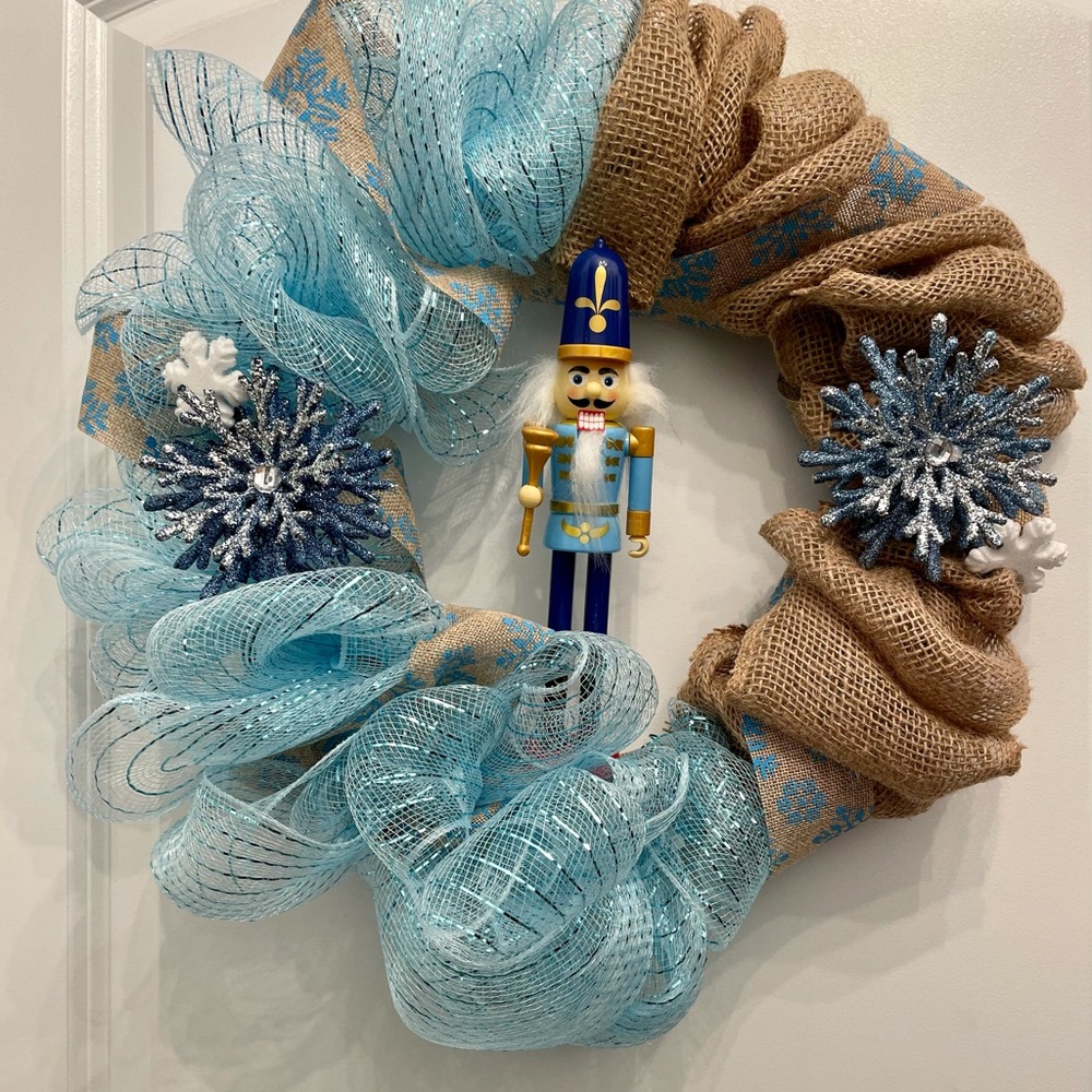SOLD Blue  nutcracker snowflake wreath